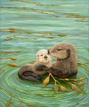 Mom and baby Otters by Denise Henderscheid