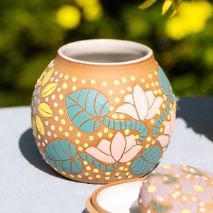 Hand Painted and Carved Round Vases by Tina Fossella (2026)