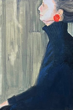 Woman with Missoni Earring by judith greengus