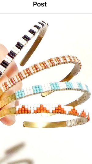 Glass bead bangle bracelet  by Jenna Throne