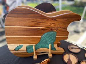 Epoxy and Teak Guitar Cutting Board by Anthony Vaneman