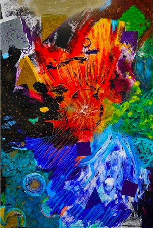Roberts_FiveElements_Acrylic on Canvas_ 36x48_$3000 by Tobe Roberts (2024)