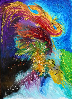 Roberts_PhoenixRising_Acrylic on Canvas_ 36x48_$3000 by Tobe Roberts (2024)