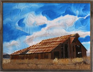 Fiber Art Barn Rusted Roof  by Claudia Buchanan (2025)