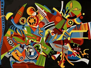 Saitlin_Iterupted Contempory_Acrylic on paper_22x29"_$2200 by Nadine Saitlin (2025)