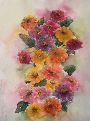 Summer Solstice Zinnias by Cynthia Ray (2024)