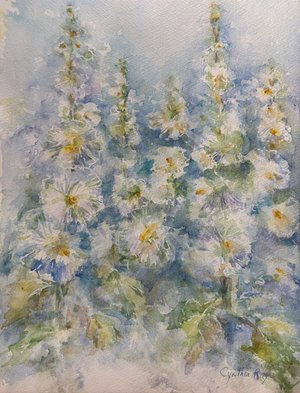Summer Hollyhocks by Cynthia Ray