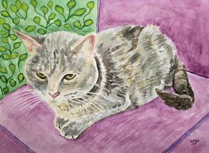 Yonina_Schuchman_Comfy Kitty Cat_Watercolor by Yonina Schuchman (2026)