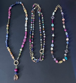 Sapphire in necklaces by Beth Lapinson