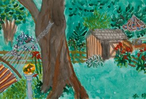 Summer Yard with Hammock by Judi Silvano