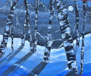 Moonlit Birch Forest  by janet lapelusa (2024)