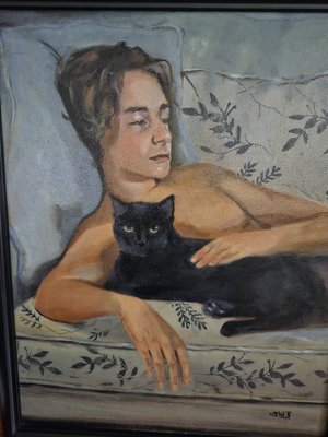 Drew with cat by Susan James