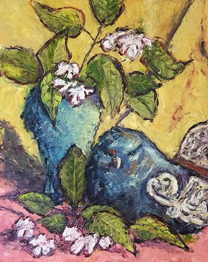 Viburnums and Bird by Randy Carboni