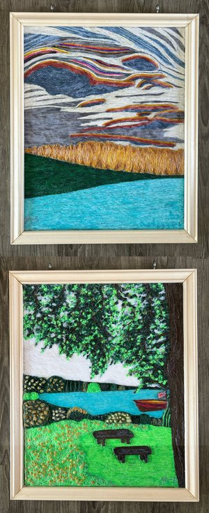 Dusk and Lakeside~Double Side Yarn Carving Painting by Xiaohong Song (2026)