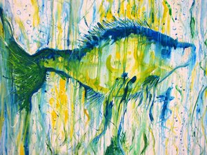 Davis Blue Fish acrylic 2500 40x48x2 by Harold Davis (2023)