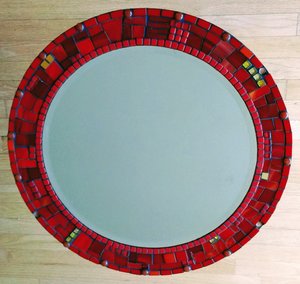 circular mosaic wall mirror  by anita garrison (2025)