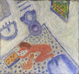 Girl Cleaning a Litter Box by JOEL SCHILLER (2023)
