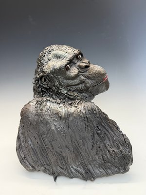982 Gorilla Looking Over Its Shoulder 13"x11"x5" by Peggy Albers
