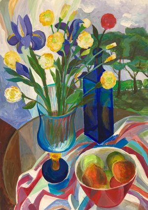 Irises and fruits  by Olga Sheyn (2020)