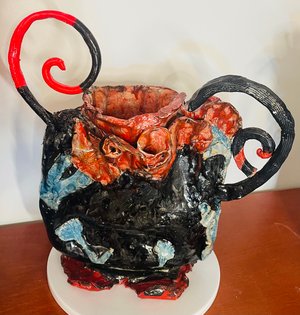 Red flower vase by Olga Sheyn (2024)