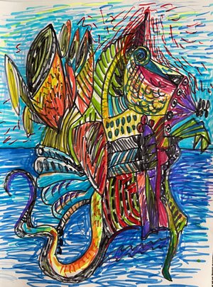 Abstract art Octopus  by Olga Sheyn