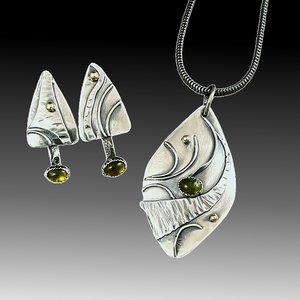 Sterling Silver Tourmaline Set witih Gold Accents by Regina Ewer
