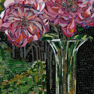 PeoniesinthatElegantVase 3DModernMosaic 26x37in by Jackie C Mitterer (2026)
