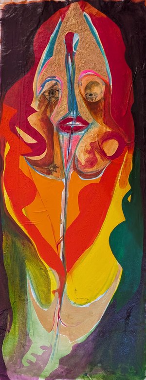 Salam to the Sun  Acrylic, Coffee on Canva 2500 60X24 by Wendell Smith (2025)