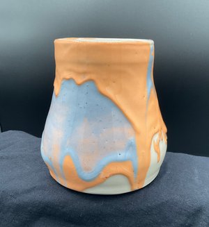 Tangerine and Sky Blue Slip Vessel by Elly Brtva (2026)