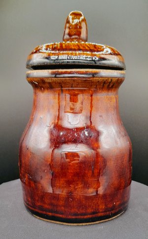 Deep Firebrick Red Lidded Jar by Elly Brtva (2022)
