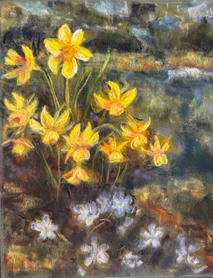 Daffodils and Five Spot by Rebecca Guinn (2026 )