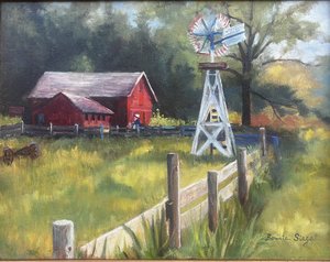 Red Barn with Windmill by Bonnie Siegel (2024)