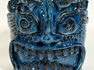 Large Blue Tiki Head by Annie Lichter