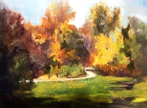 Autumn Trees at the Lakefront by Laurie Kennard