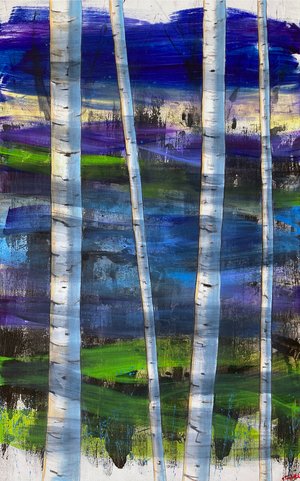 Silver Birches at Dusk by Cath Stocker (2024)