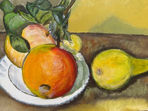 Fruit in the style of Cezanne by Therisia "Trish" Hall (2023)
