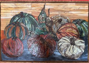 Pumpkin and Gourds Party on the Table by yolanda bergman