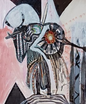 Bull's Eye Mixed Media 16.5x13 by Judy Fox (2024)