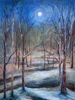 Full moon in the woods  by Sylvia Ryder