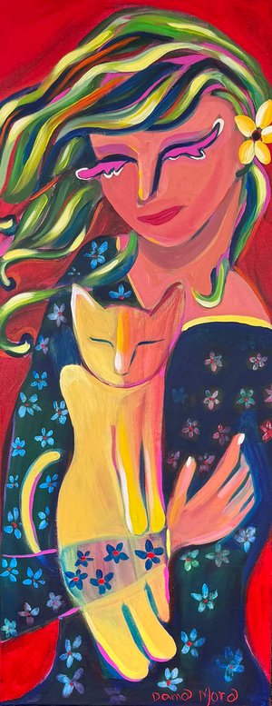 Cat and Lady Hug by Dama Mora (2025)