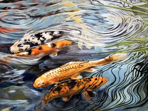 Frolicking Koi by Carol Sims (2024)