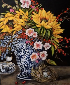 Sunflowers and Juncos by Carol Sims (2025)