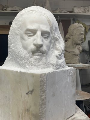Christ Head Emerging From Marble by Peter Forster (2024)