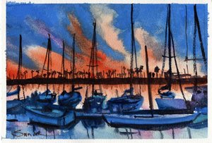 Ventura Harbor Sunset by Sandra Stone (2023)