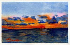 Sunset of Santa Cruz Island by Sandra Stone