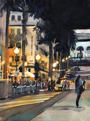 Outdoor Dining Downtown PRINT ONLY by Sandra Stone