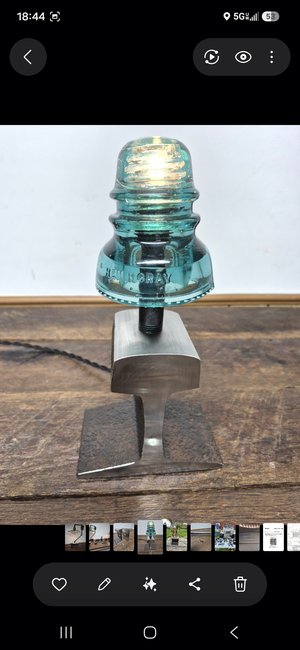 Railroad track insulator lamp by Joey Kerns
