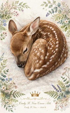 Baby fawn in gentle rest  by Cindy H Nene (2026)