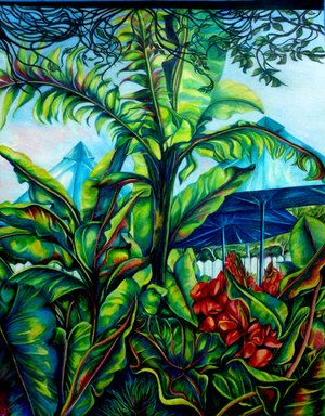 Blue Tropical Umbrellas Print by Martha Greiner (2014-current)