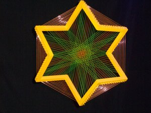 Yellow Identical Twin Multi Colored String Wishing Star by Debbie Gulley (2018)